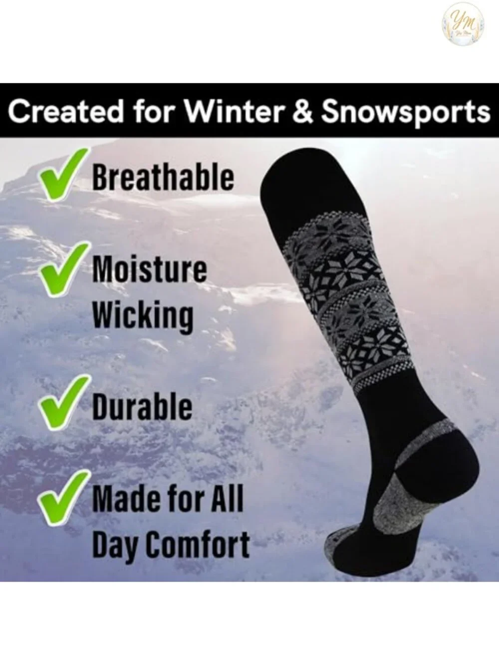 Alpaca Wool Ski Socks Unisex Mid-Calf Warm Snowboarding